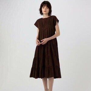 Merlette Tomorrowland Alen Solid Midi Dress Kimono Sleeve Tiered XS New 274787